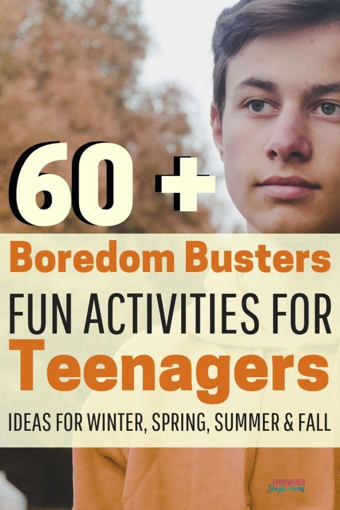 Boredom busters for teenagers. These awesome activities will give your teen things to do alone or with a group of friends. Get tips to help your teens make a bucket list to keep them busy winter, summer, spring, and fall.