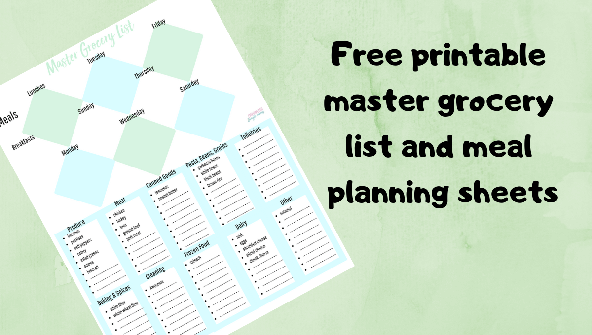 master grocery list and meal planning template free printable